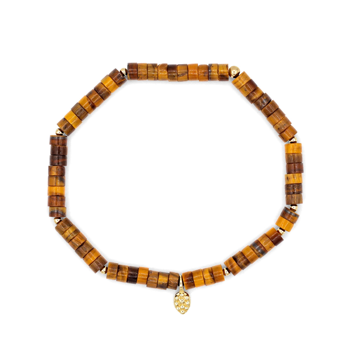 Tiger's Eye Heishi Leaf Bracelet