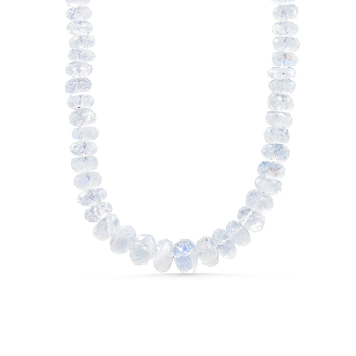 Moonstone Necklace | Rainbow Moonstone | AAAA+ Blue Moonstone Faceted Rondelle Beads Necklace | June birthstone W