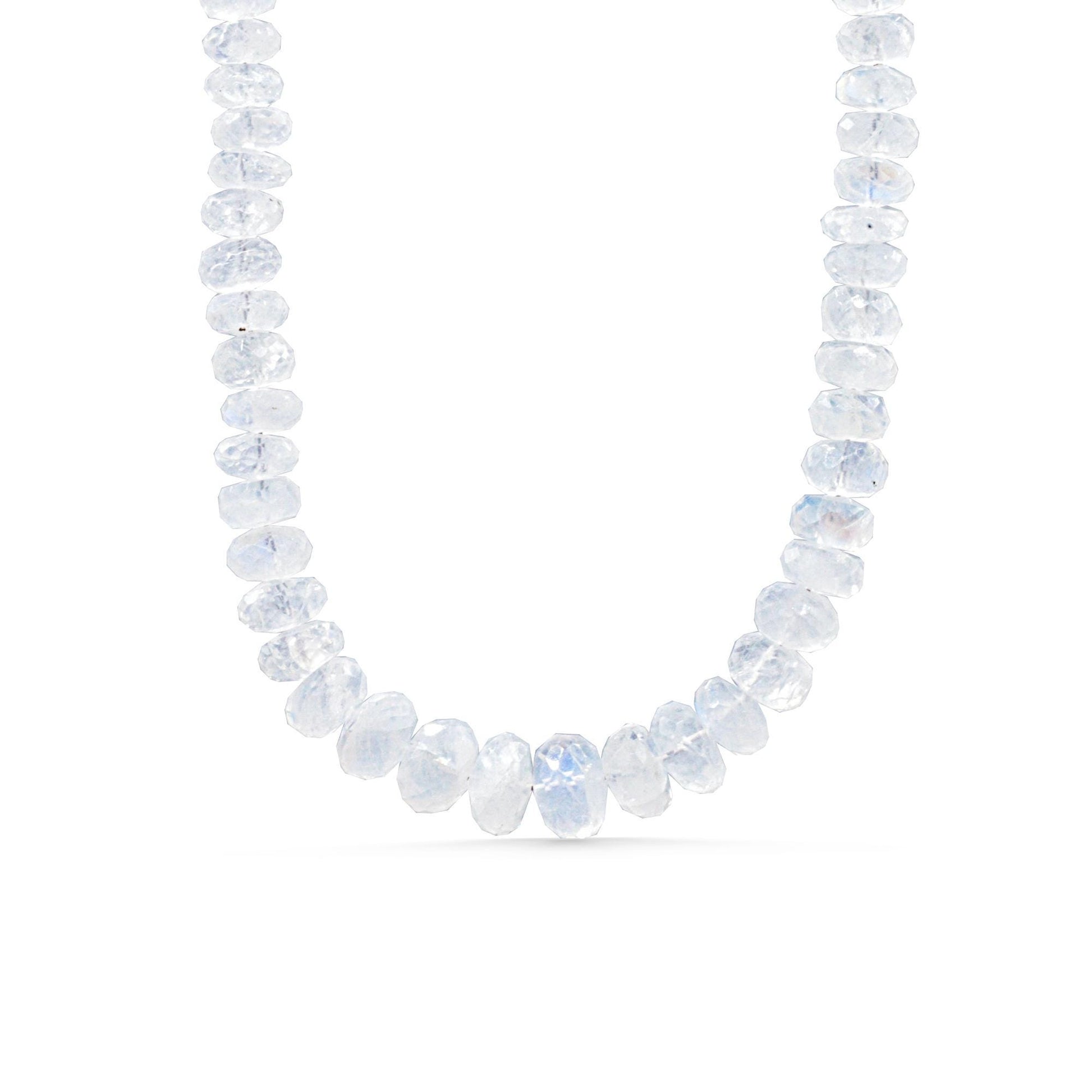 Moonstone Necklace | Rainbow Moonstone | AAAA+ Blue Moonstone Faceted Rondelle Beads Necklace | June birthstone W