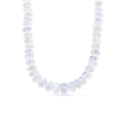 Moonstone Necklace | Rainbow Moonstone | AAAA+ Blue Moonstone Faceted Rondelle Beads Necklace | June birthstone W