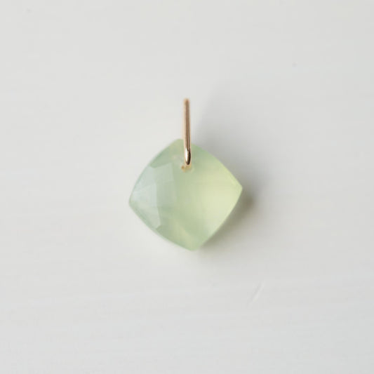 Prehnite Faceted Pendant Necklace, Green Prehnite Crystal Charm, Gold Filled Chain Option, Healing Stone Jewelry, Dainty Minimal Necklace