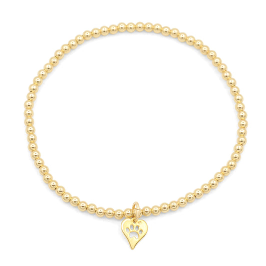 Gold Filled Dog Paw Bracelet 3mm – Dainty Stretch Bracelet, Pet Lover Jewelry, Paw Print Charm, Minimalist Stackable Bracelet, Gift for Dog
