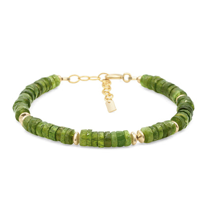 Vessonite Beaded Bracelet - 14K gold filled