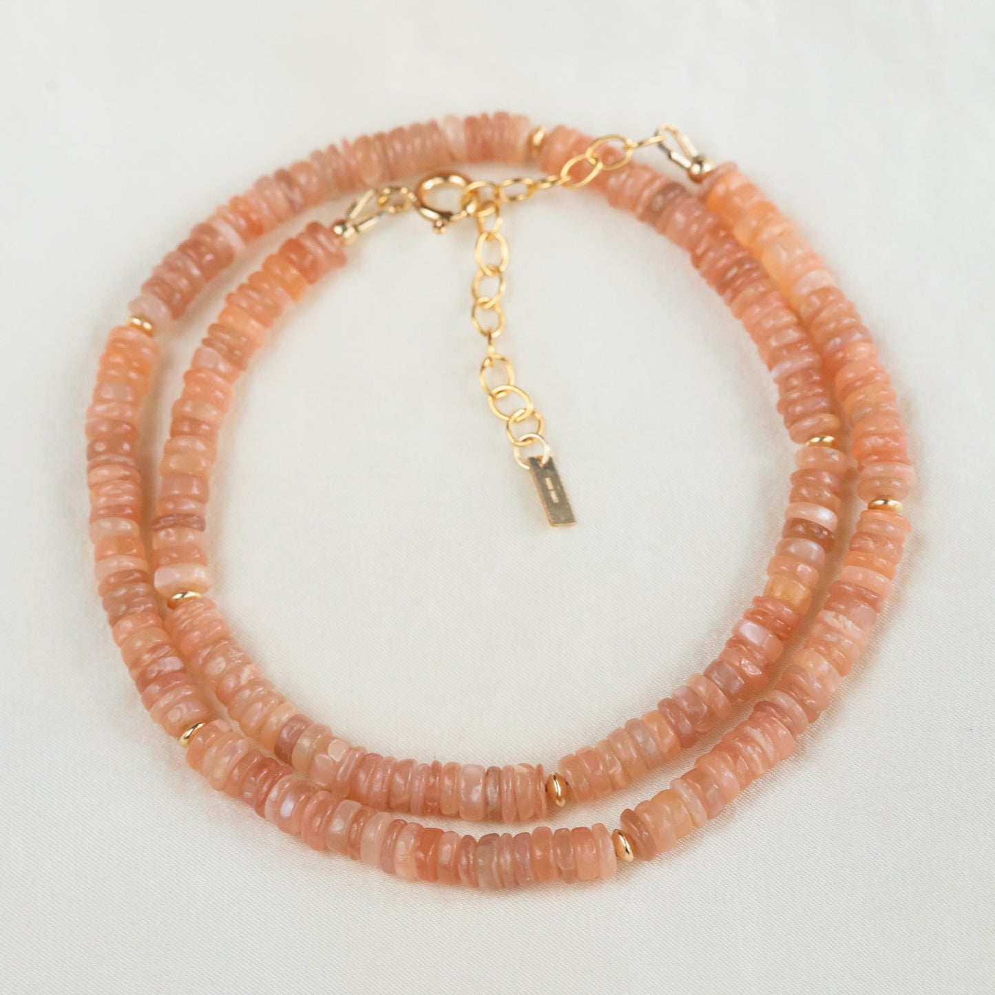 Peachy Glow Moonstone necklace | Peach Moonstone Necklace, [dip] dainty peach moonstone , June Birthstone Jewelry