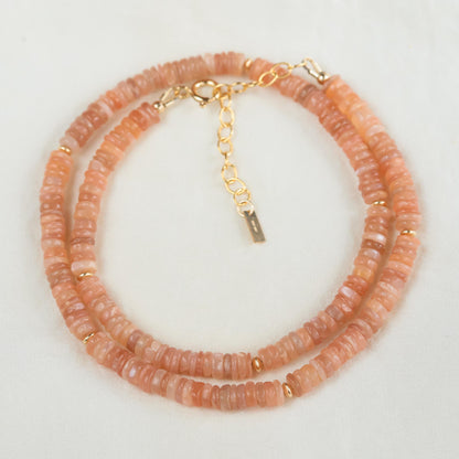 Peachy Glow Moonstone necklace | Peach Moonstone Necklace, [dip] dainty peach moonstone , June Birthstone Jewelry
