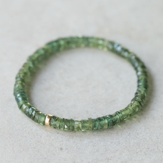 Green Apatite Bracelet – Rare Vibrant Green, 5–5.5mm Faceted Gemstone, Stretch Bracelet