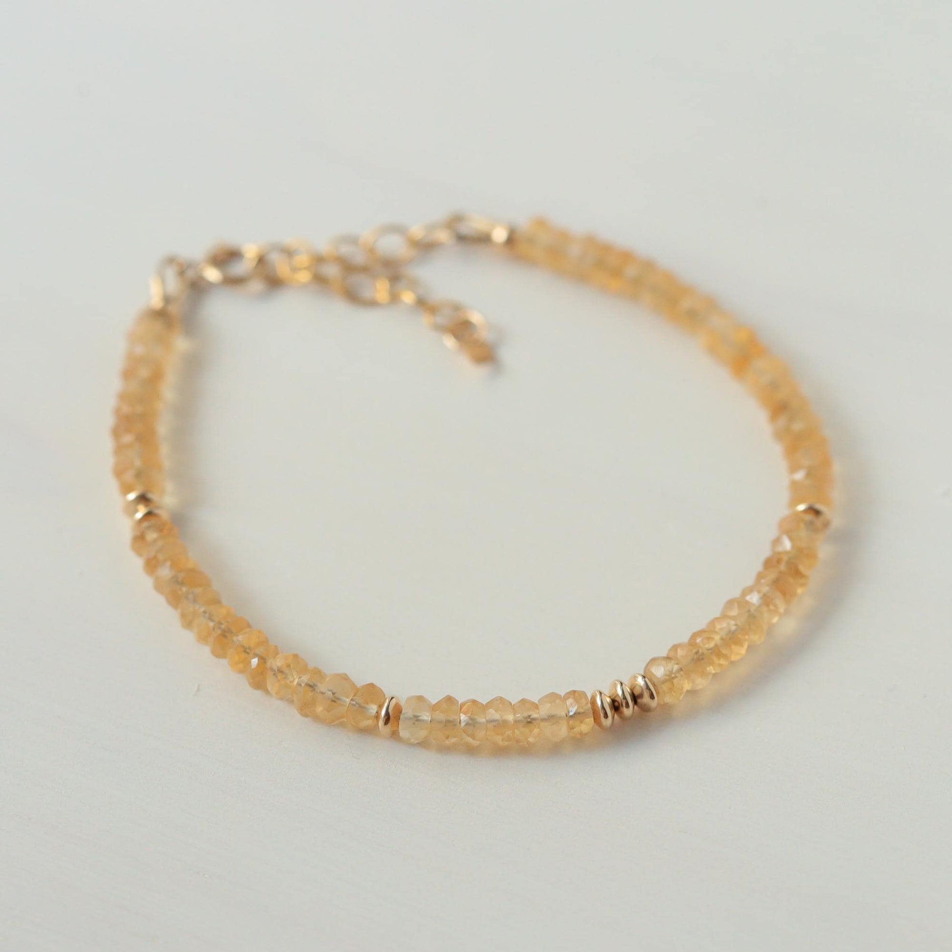 Citrine Bracelet – One of a Kind, 3.5mm Natural Gemstone, Adjustable Gold Filled Bracelet