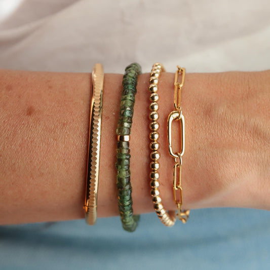 Green Apatite Bracelet – Rare Vibrant Green, 5–5.5mm Faceted Gemstone, Stretch Bracelet