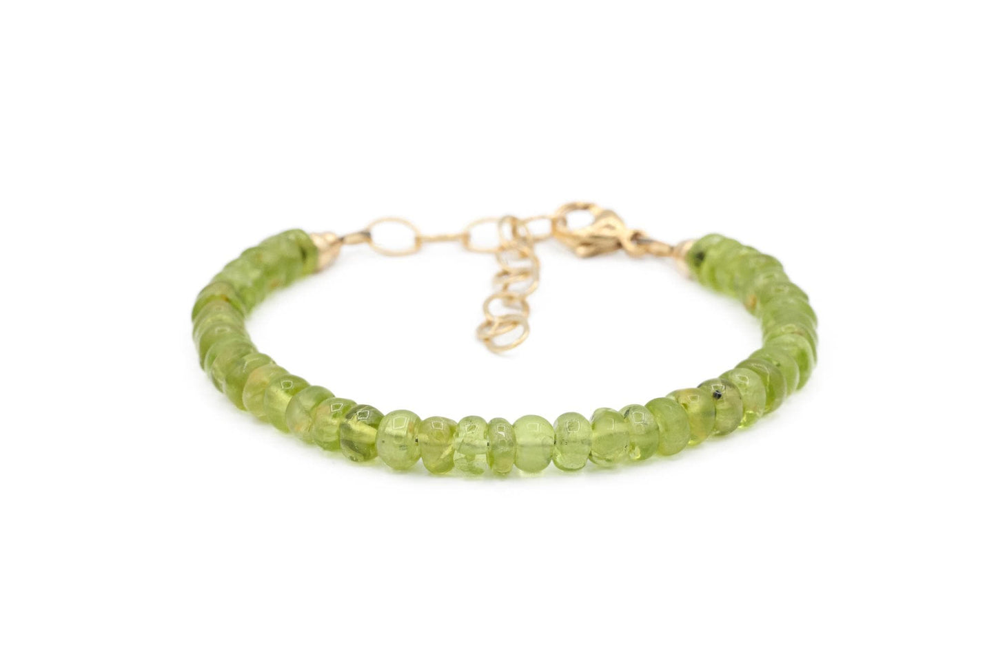 Smooth peridot rondel bracelet | Peridot bracelet | Dainty peridot bracelet | August birthstone jewelry | Natural peridot