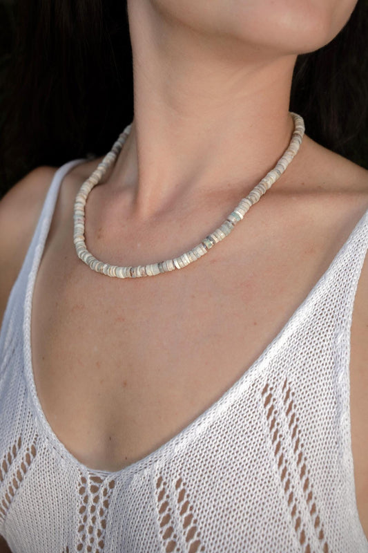 Australian Opal Necklace Gold Filled, Heishi Opal Necklace 5.5mm, Faceted Opal Choker, Knotted Gemstone Necklace, One of a Kind