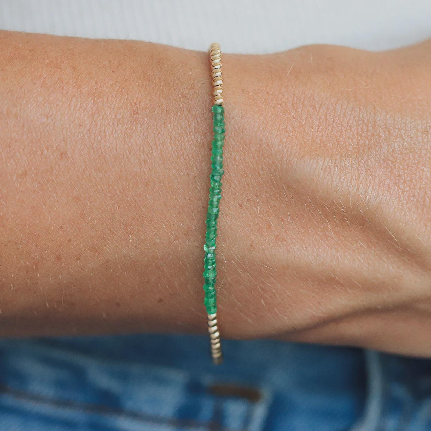 Zambian Emerald Bracelet - 14K gold filled