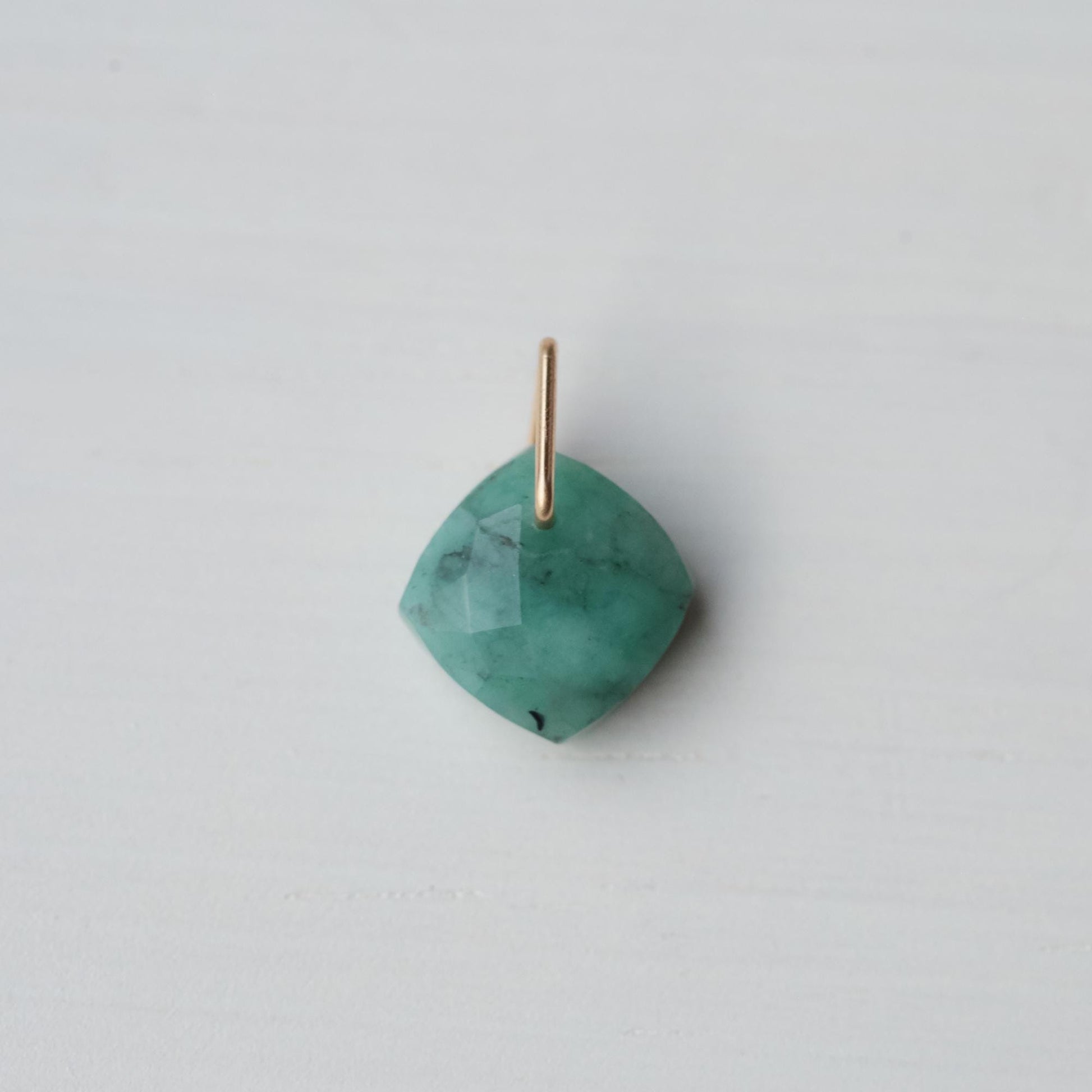 Emerald Charm Pendant, Genuine Green Emerald, May Birthstone Necklace, Minimal Gold Filled Pendant, Unique Gemstone