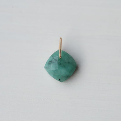 Emerald Charm Pendant, Genuine Green Emerald, May Birthstone Necklace, Minimal Gold Filled Pendant, Unique Gemstone