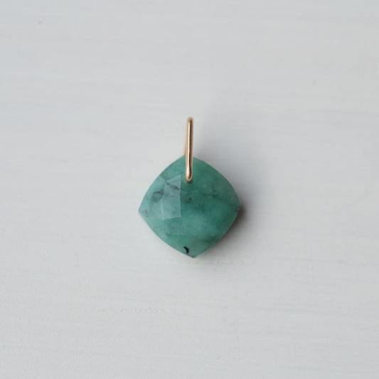 Emerald Charm Pendant, Genuine Green Emerald, May Birthstone Necklace, Minimal Gold Filled Pendant, Unique Gemstone