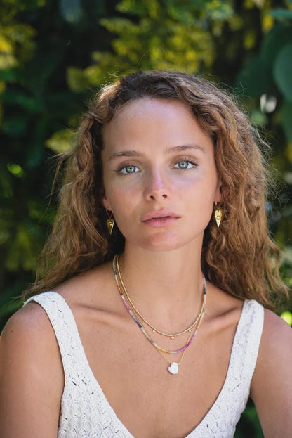 Elegant Etherea Pearl Necklace by Earthly Abundance featuring lustrous white pearls on a delicate chain.