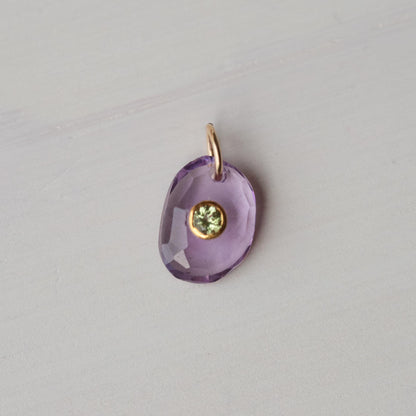 Wild Iris Pendant - Amethyst with Peridot