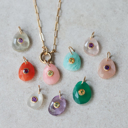 Lilac Moon Pendant - Moonstone with Amethyst Center