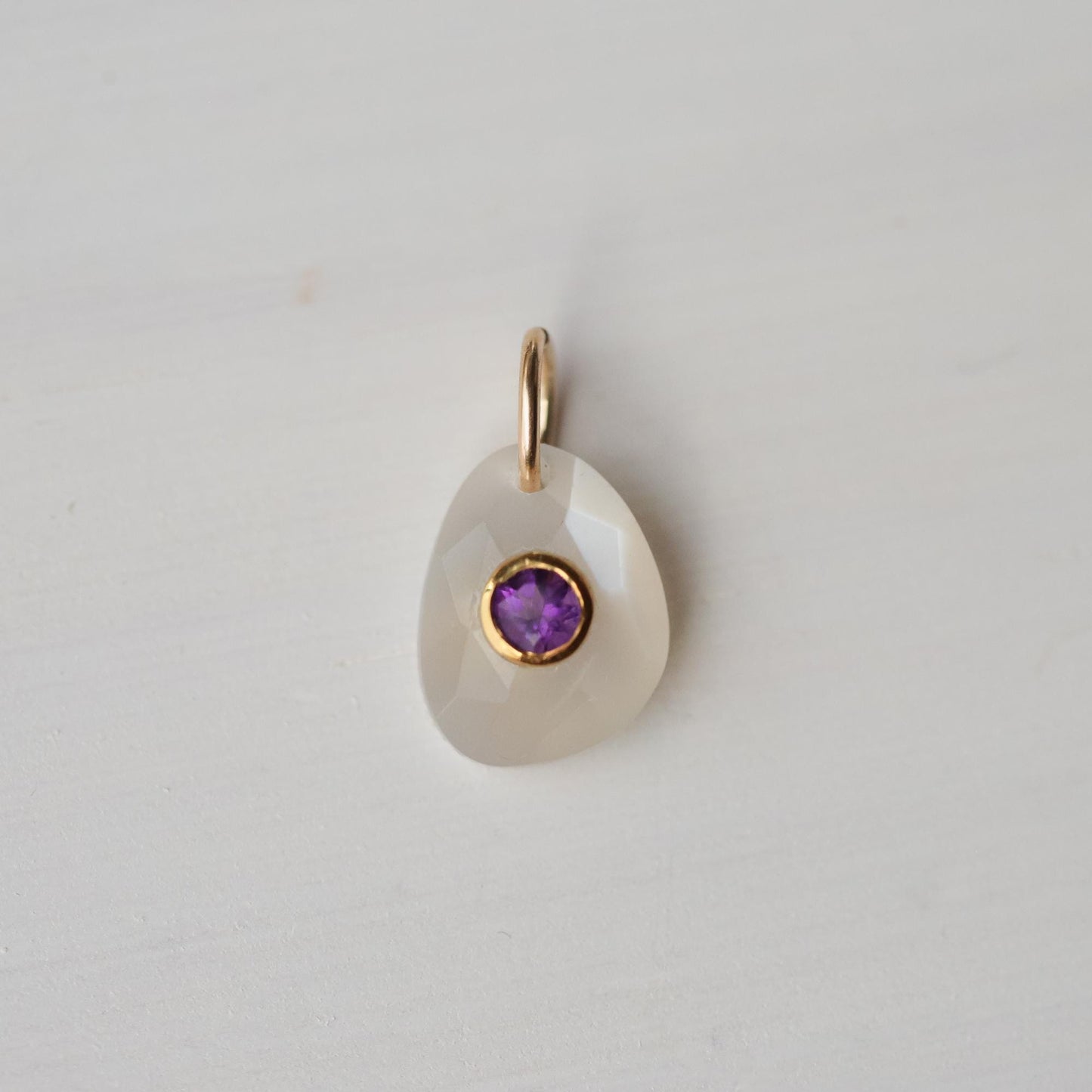 Lilac Moon Pendant - Moonstone with Amethyst Center
