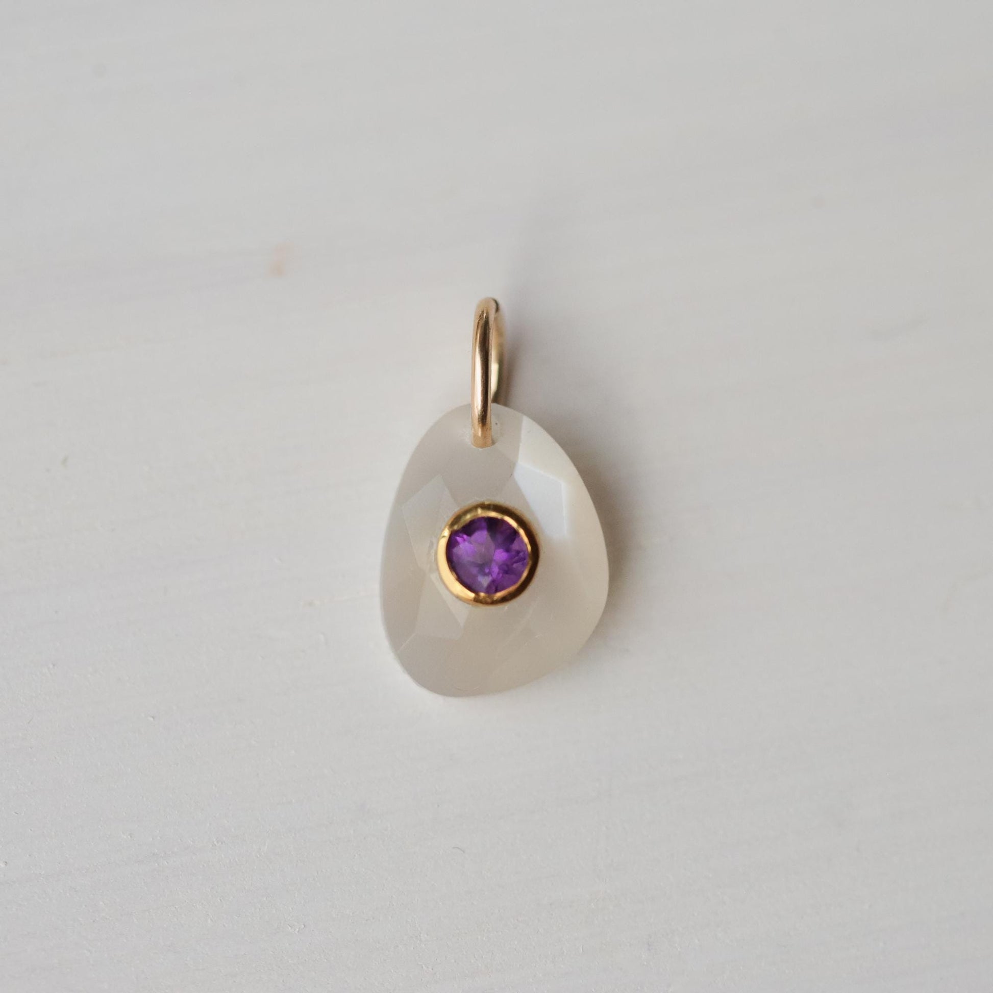 Lilac Moon Pendant - Moonstone with Amethyst Center