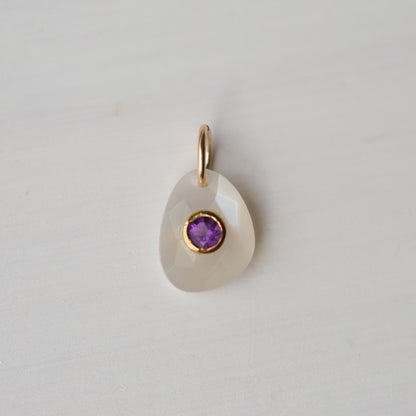 Lilac Moon Pendant - Moonstone with Amethyst Center
