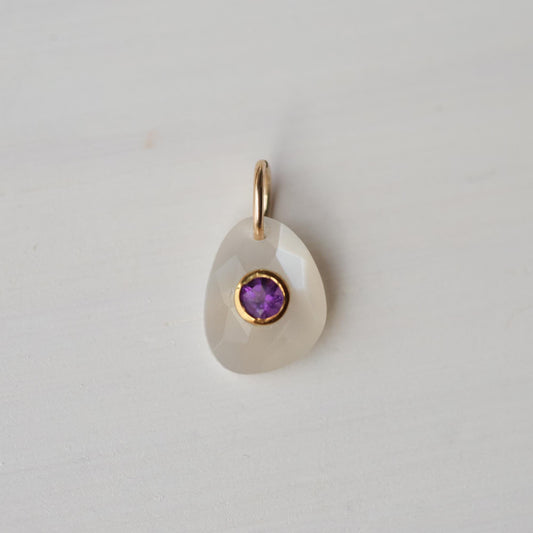 Lilac Moon Pendant - Moonstone with Amethyst Center