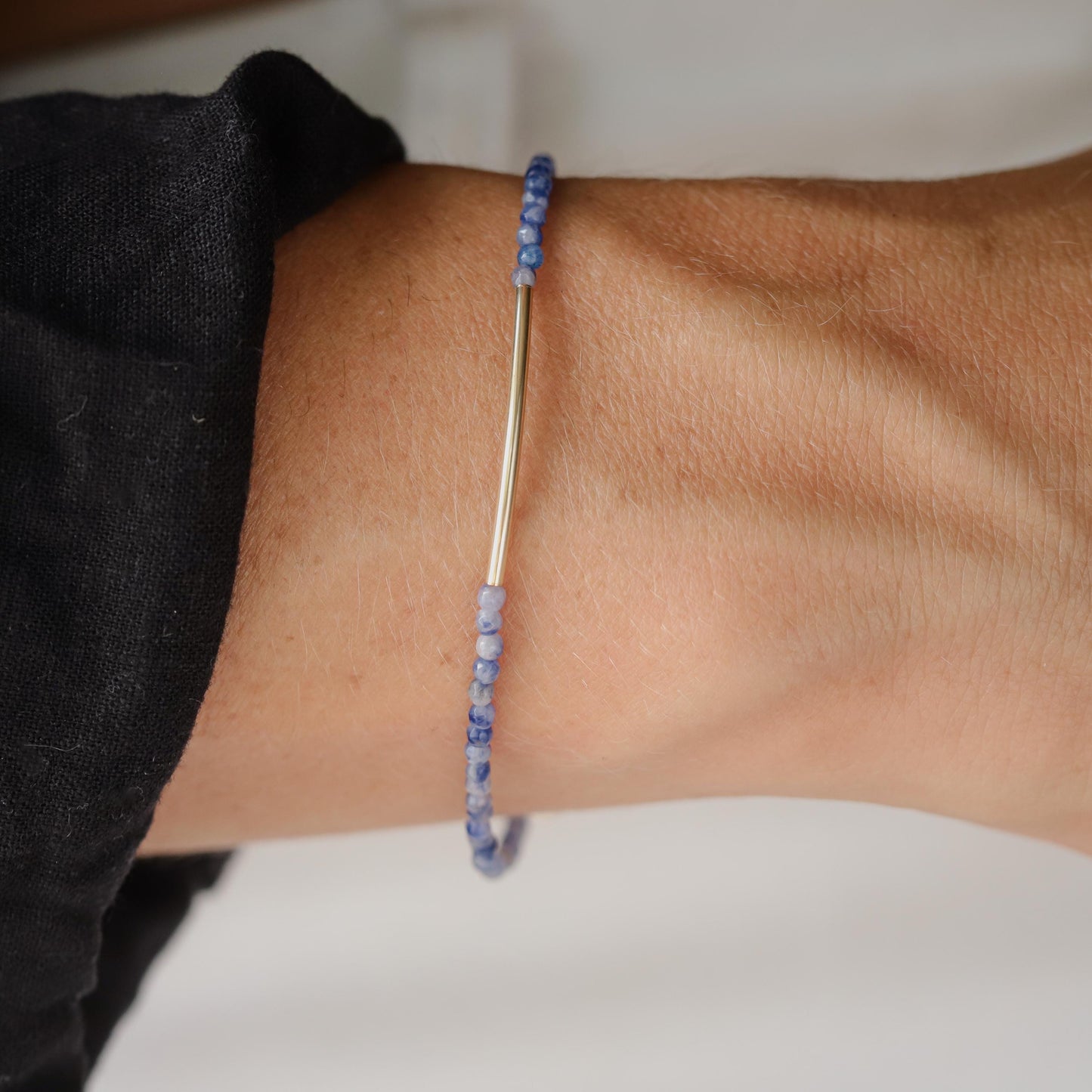 Sodalite Bracelet 2–2.5mm Faceted, Blue Gemstone Bracelet, Adjustable 6.5-8", Gold Filled Bracelet, Dainty Minimal Jewelry, Handmade