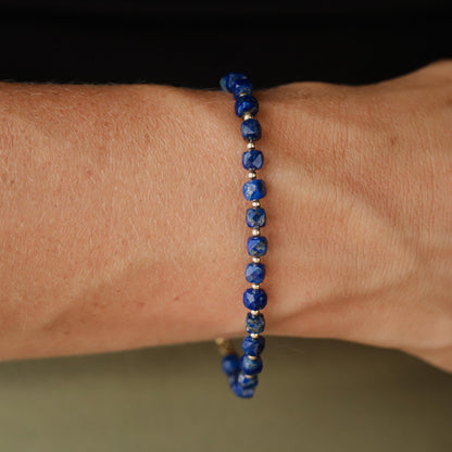 Lapis Lazuli Protection Bracelet, [EBLP1936] Moon Charm Bracelet, Lapis Gemstone Bracelet, Gold Filled Bracelet, Crystal Bracelet, Energy
