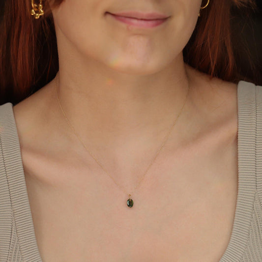 Green Tourmaline Pendant - 14K