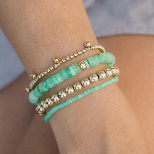 Chrysoprase cube bracelet - 14K