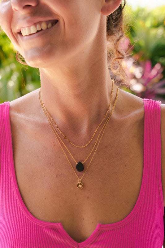 Black Tourmaline Necklace, Gold Filled Wire Wrapped Pendant, Teardrop Gemstone Necklace, Protection Grounding Crystal Jewelry