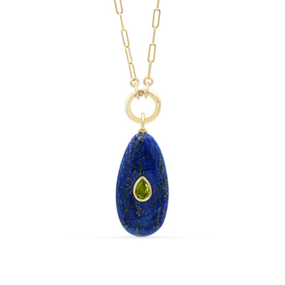 Earthly Abundance Quiet Sky Pendant Carabiner Necklace featuring a sleek silver sky-themed pendant on a black cord.