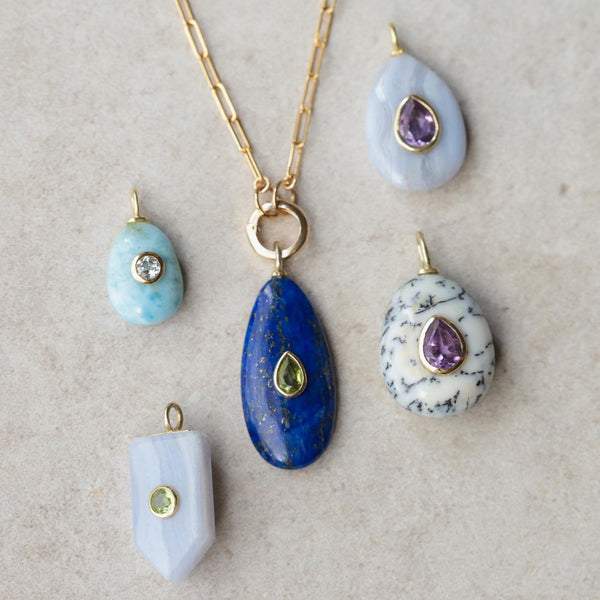Larimar Necklace with White Topaz
