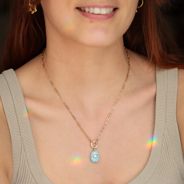 Larimar Necklace with White Topaz