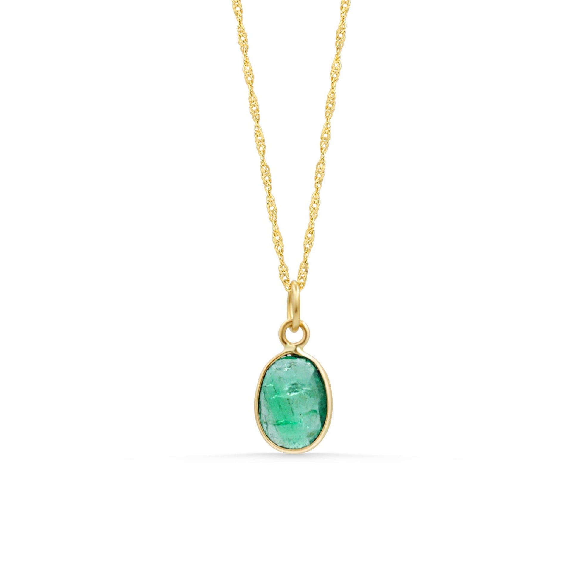 Zambian Emerald Necklace – 14K