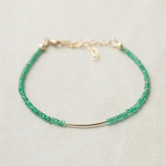 Zambian Emerald Gold Bar Bracelet, Fine Gemstone, 14K Solid Gold Emerald Bar Bracelet, High Quality Zambian Emerald