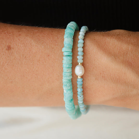 Soft Ocean Larimar Pearl Bracelet