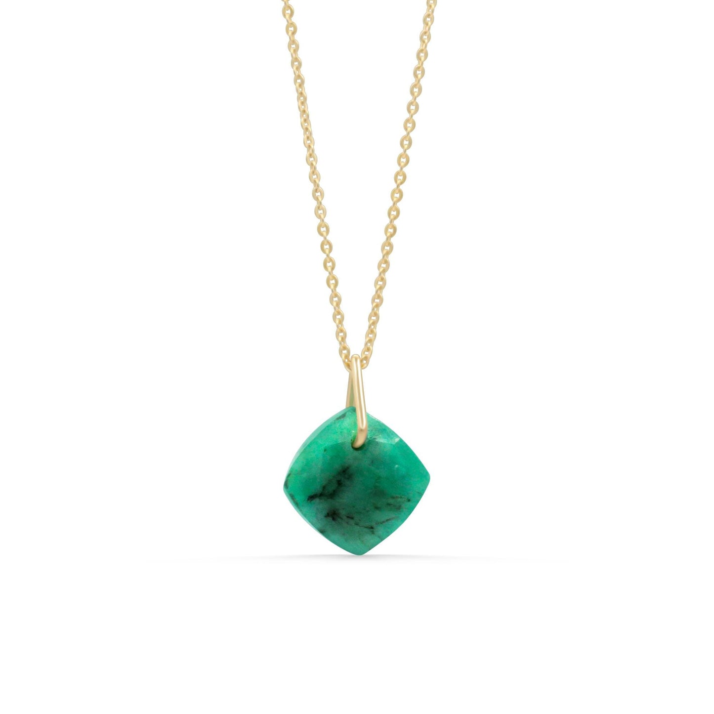 Emerald Charm Pendant, Genuine Green Emerald, May Birthstone Necklace, Minimal Gold Filled Pendant, Unique Gemstone