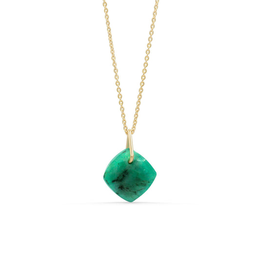 Emerald Charm Pendant, Genuine Green Emerald, May Birthstone Necklace, Minimal Gold Filled Pendant, Unique Gemstone