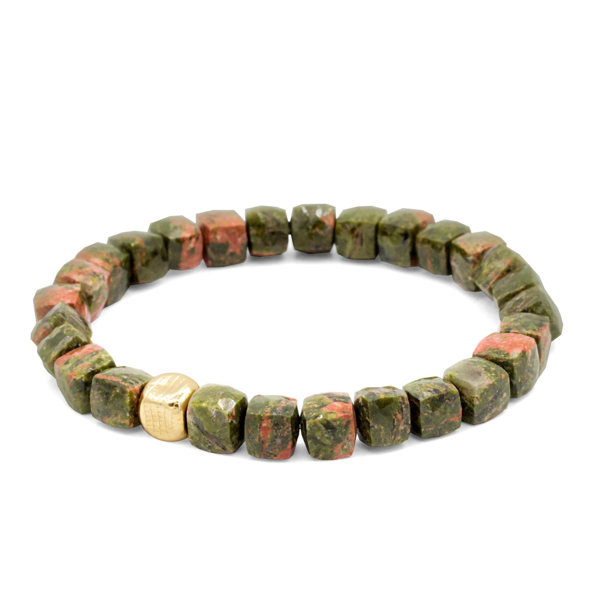 Unakite Cube Bracelet – 14K gold filled