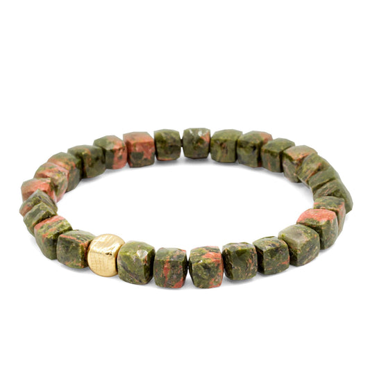 Unakite Cube Bracelet – 14K gold filled