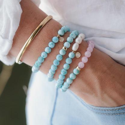 AAA Larimar and Kunzite 6mm | Genuine Larimar bracelet | Pink and Blue Gemstone | Healing bracelet | Natural Kunzite | AAA Kunzite 6mm
