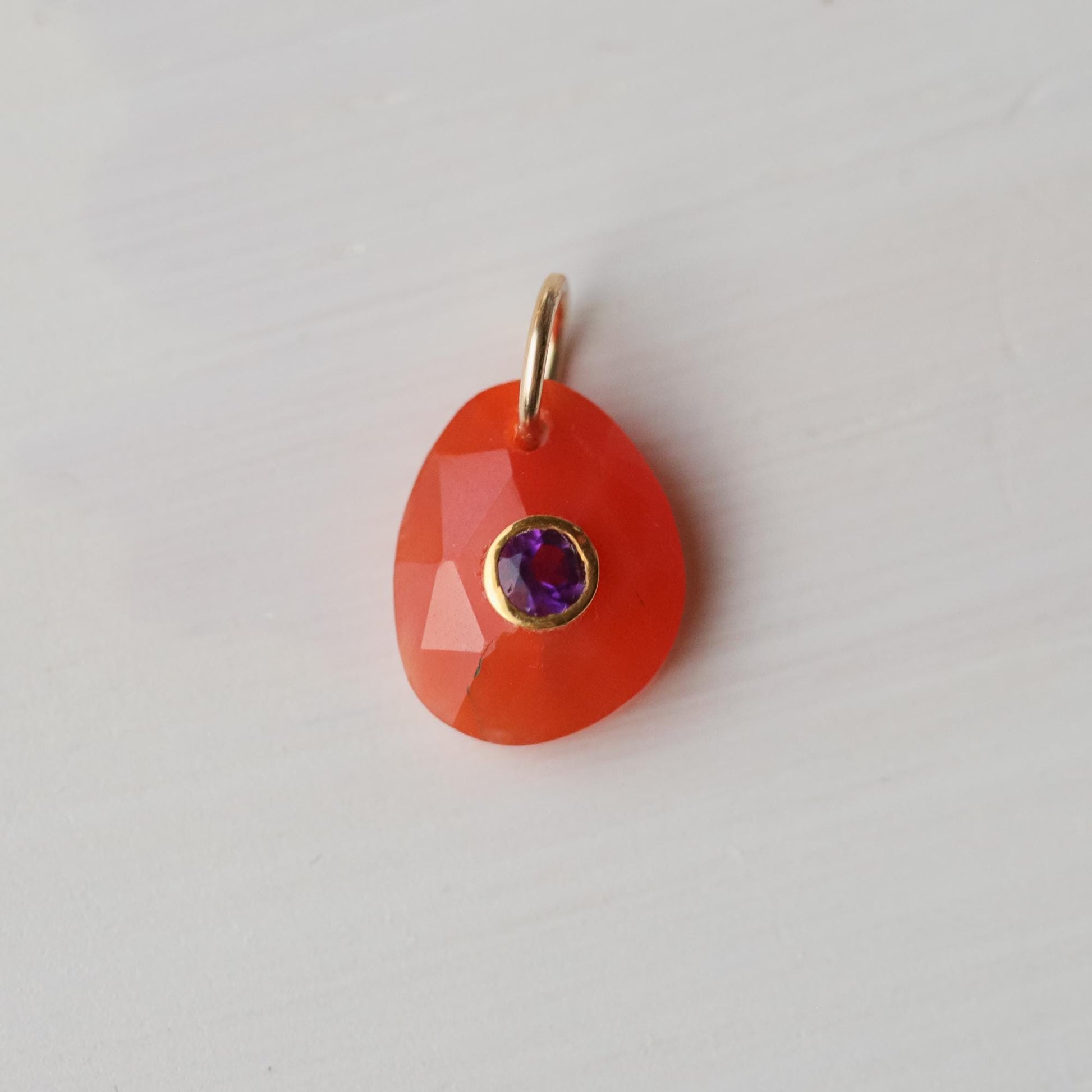Flame & Violet Pendant - Carnelian Pendant & Amethyst