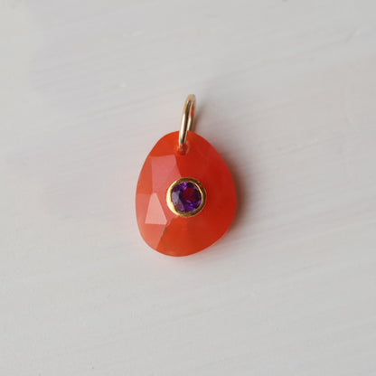 Flame & Violet Pendant - Carnelian Pendant & Amethyst
