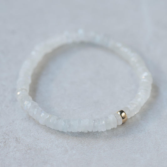 Celestial Peace Rainbow Moonstone Heishi Bracelet
