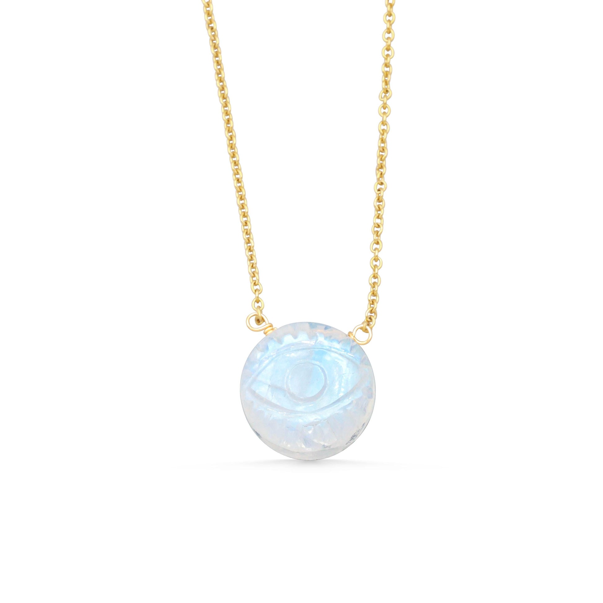 Luminous Evil Eye Moonstone Necklace - 14K gold filled