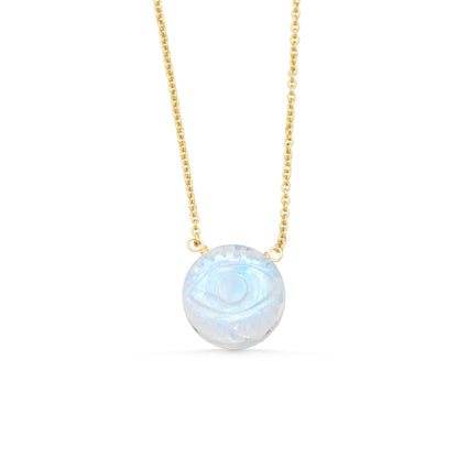 Luminous Evil Eye Moonstone Necklace - 14K gold filled