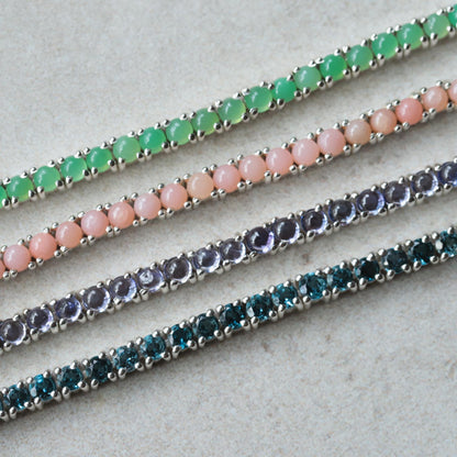 Peruvian Amazonite Bracelet – 5mm Stretch, Solid 14K Gold Diamond Charm, Blue Green Gemstone Bracelet, Dainty Stackable Jewelry