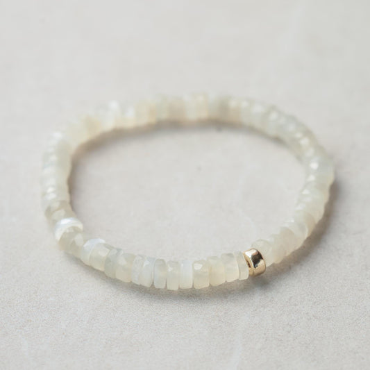 Soft Glow Moonstone Heishi Bracelet