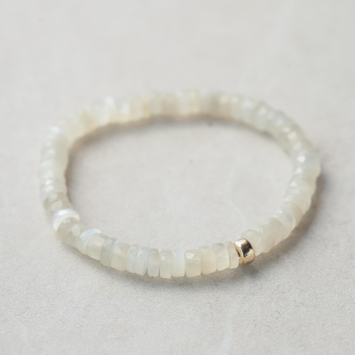 Soft Glow Moonstone Heishi Bracelet