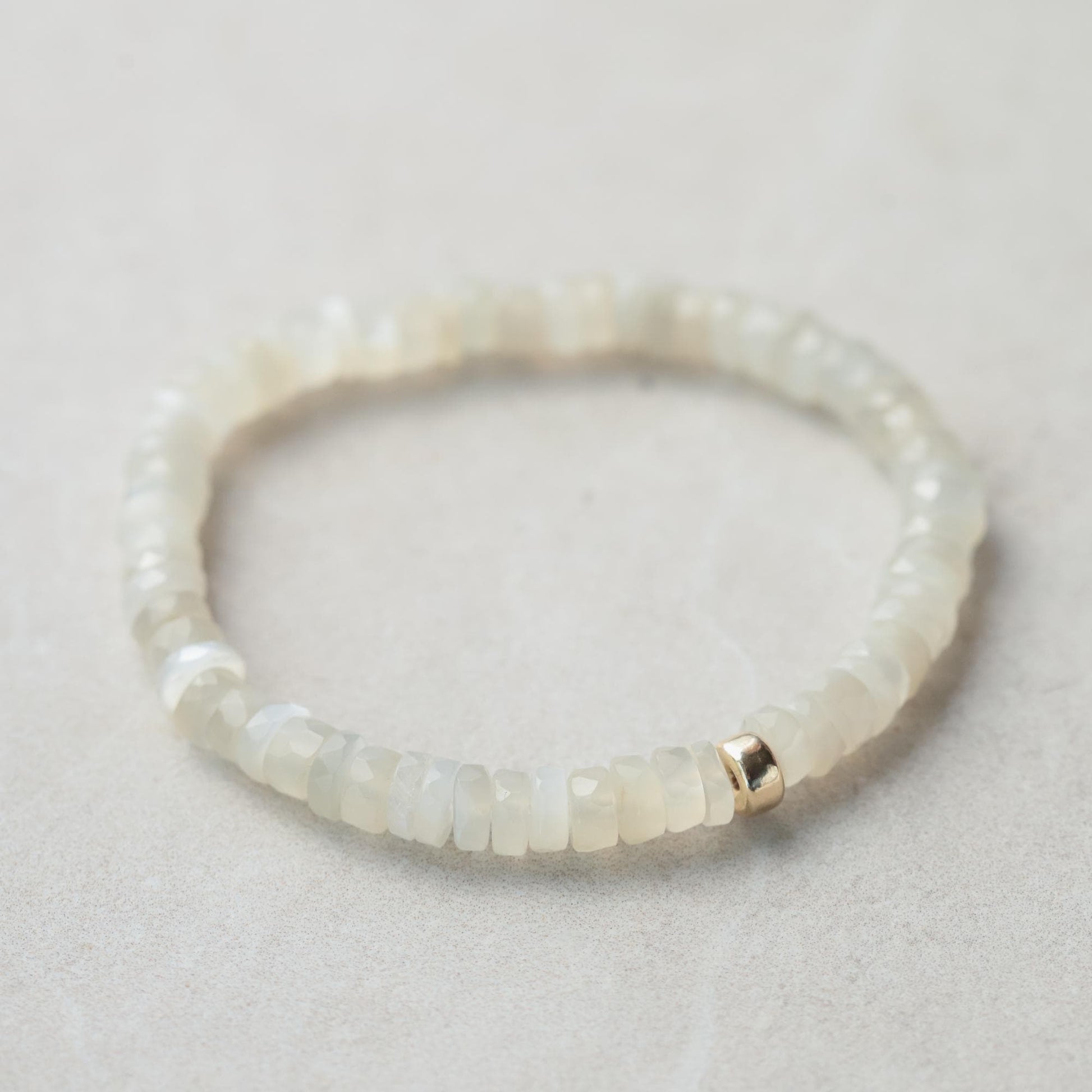 Soft Glow Moonstone Heishi Bracelet